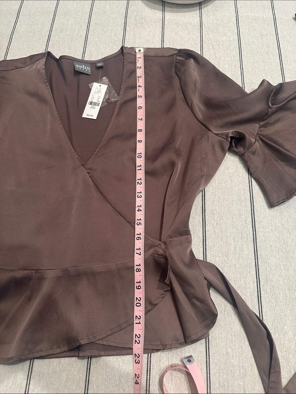 Soho Brown Ruffle Wrap Blouse - Picture 12 of 14